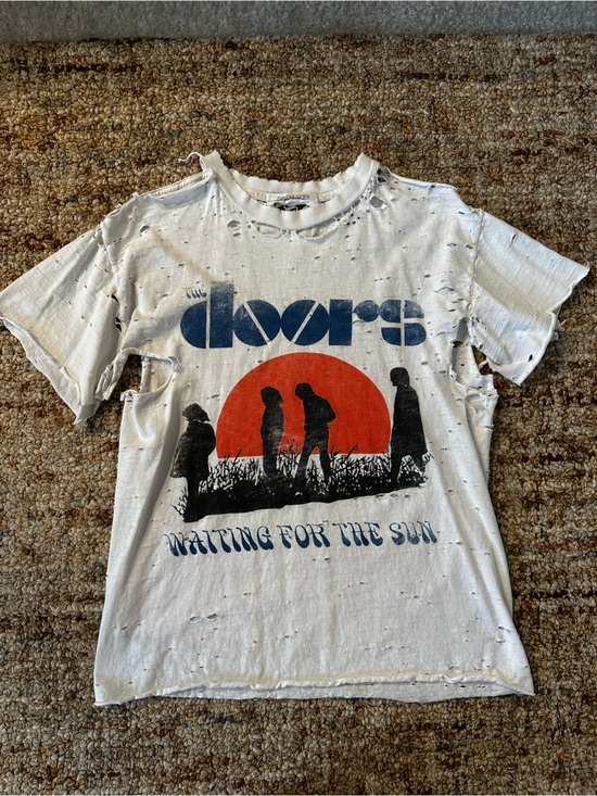 Daydreamer Tops - Heavily Distressed Daydreamer White Short Sleeve Doors Graphic Tee